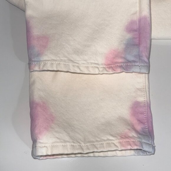 Levis 501 Jeans Unisex W31 L30 White Cotton Tie-Dye Button Fly Straight Fit - Picture 4 of 11